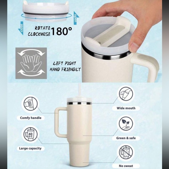 ✨40oz Reusable Vacuum Quencher Tumbler w Straw ✨ Blush Pink Color✨ - Picture 9 of 10